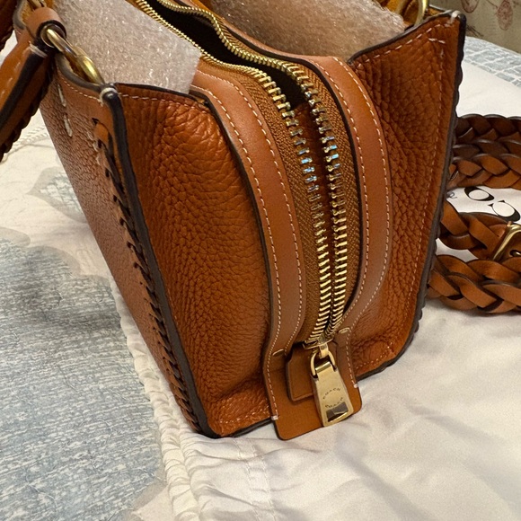 Coach Brown Leather Satchel Rogue 20 Braided - Picture 3 of 10
